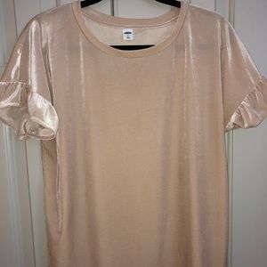 Cream velvet flutter sleeve shirt